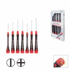 Wiha PicoFinish Slotted/ Phillips Screwdriver Set - Handle with Rotating Cap and Rapid-Turning Zone - 7 pcs - 00504